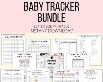 Baby Tracker Printable Bundle, Newborn Tracker PDF, Baby Infant Daily Log, Baby Schedule Planner & Checklist, Digital Baby Care Book Binder