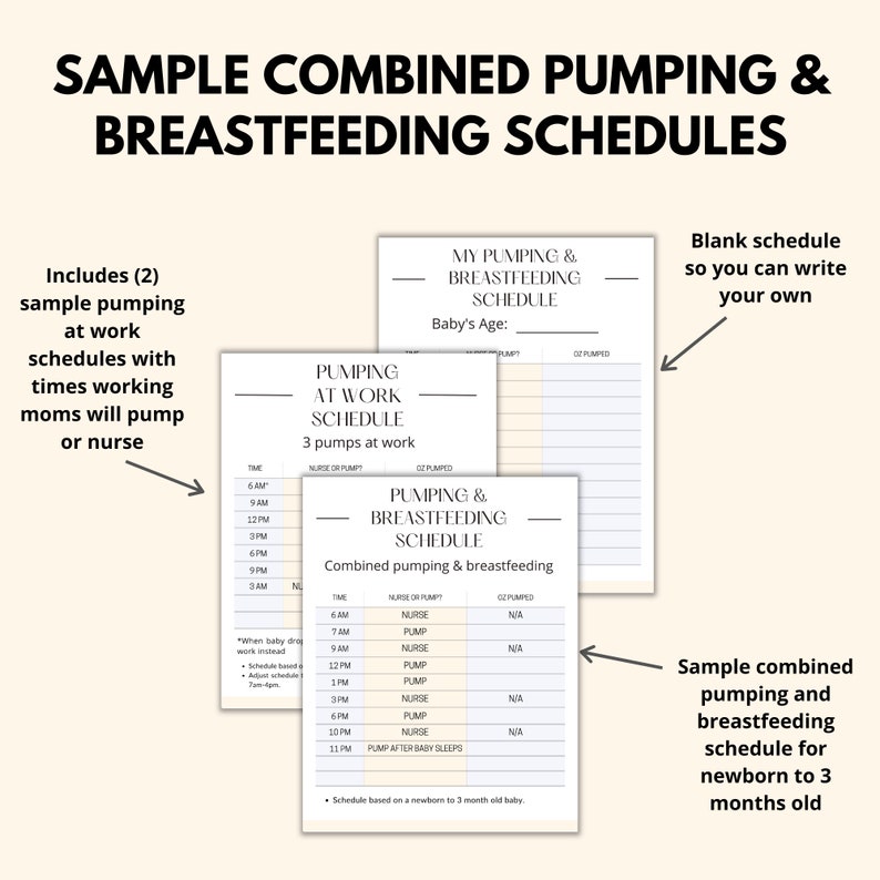 Pumping And Breastfeeding Printable Bundle, Working Pumping Mom Planner PDF, Combined Pumping Breastfeeding Schedule & Log, Pumping Tracker image 2