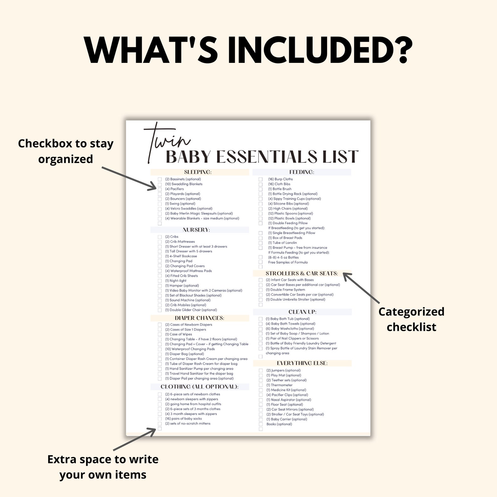 Printable Twin Baby Registry Checklist