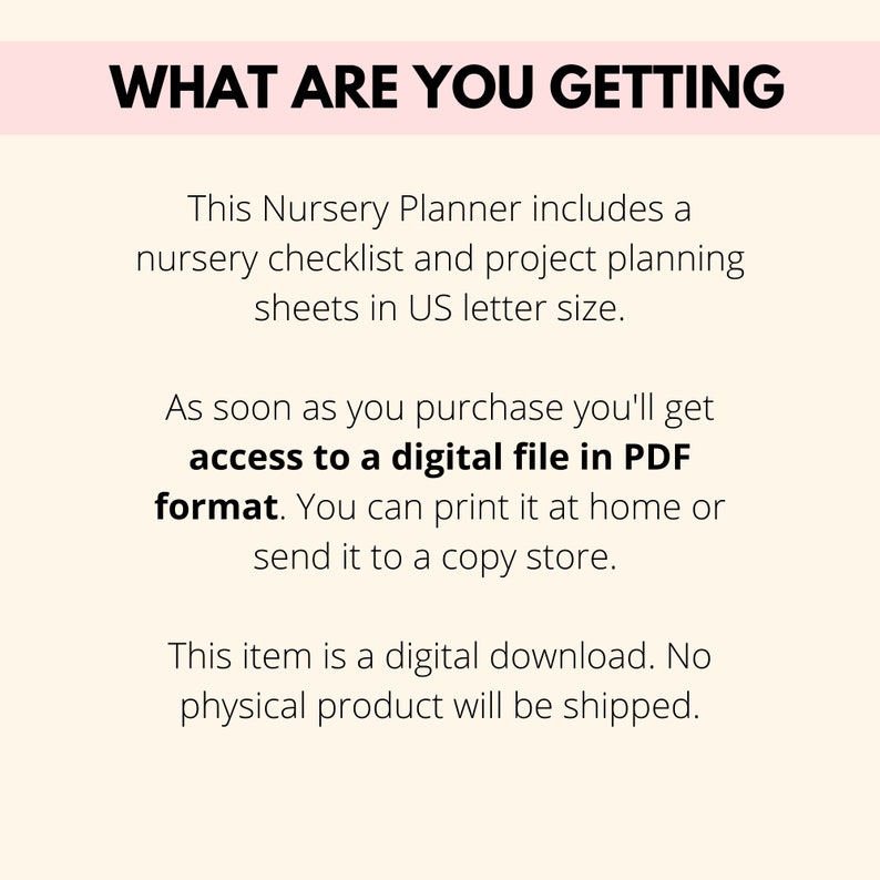 Nursery Planner Printable, Nursery Checklist PDF, Baby Nursery Pregnancy Planner Digital Download, Girl Boy Gender Neutral Nursery Prep image 4