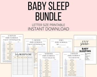 Baby Sleep Printable Bundle, Baby Sleep Schedules & Log PDF, Baby Sleep Guide, Baby Sleep Tracker Journal with Baby Sleeping Door Sign