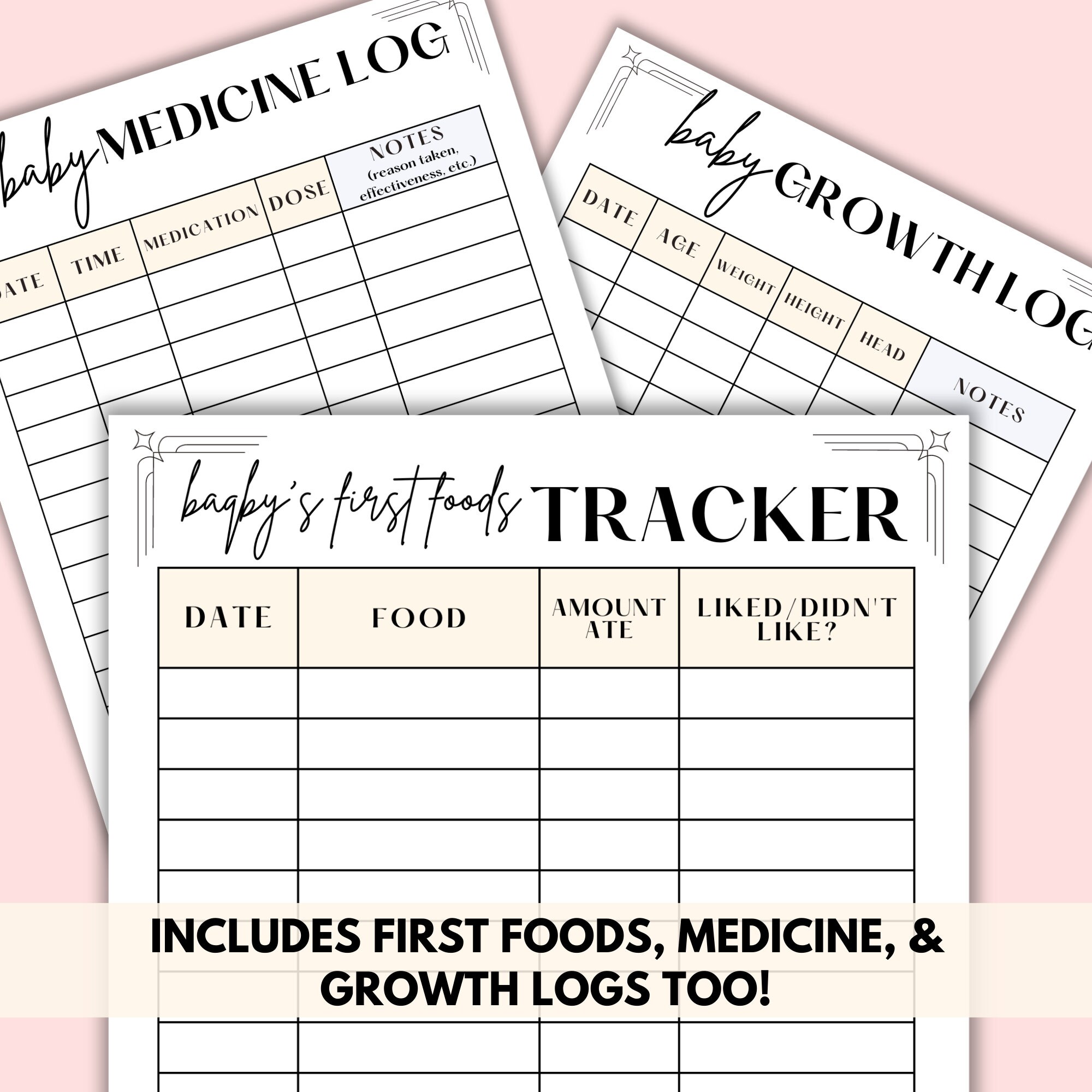 Baby Care Logs Printable Bundle, Newborn Baby Trackers PDF, Infant ...