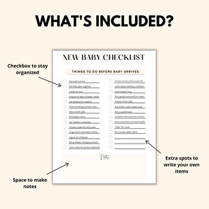 New Baby Checklist Printable, Things To Do Before Newborn Baby Arrives, New Mom Planner, Pregnancy Planner Checklist Digital Download PDF image 2