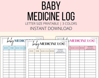 Baby Medicine Log Printable, Newborn Baby Medicine Tracker PDF, Infant Medication Log, Baby Care Medication Tracker, Baby Vitamin Planner