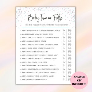 Baby Shower True Or False Game Printable, Baby Shower Trivia Activity PDF, True Or False Baby Shower Game Planner Download, Fun Baby Game