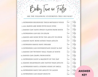 Baby Shower True Or False Game Printable, Baby Shower Trivia Activity PDF, True Or False Baby Shower Game Planner Download, Fun Baby Game