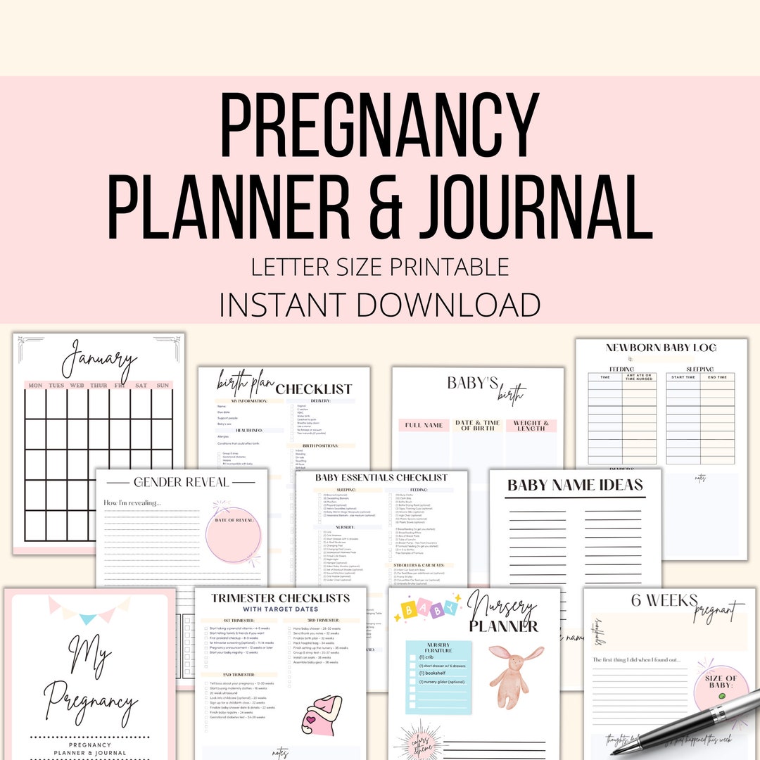 Pregnancy Journal First Time Mom Printable PDF, Pregnancy Planner Gift ...