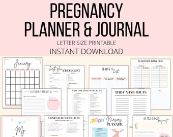 Pregnancy Journal First Time Mom Printable PDF, Pregnancy Planner Gift, Pregnancy Checklist & Tracker, Pregnancy Planning Digital Download