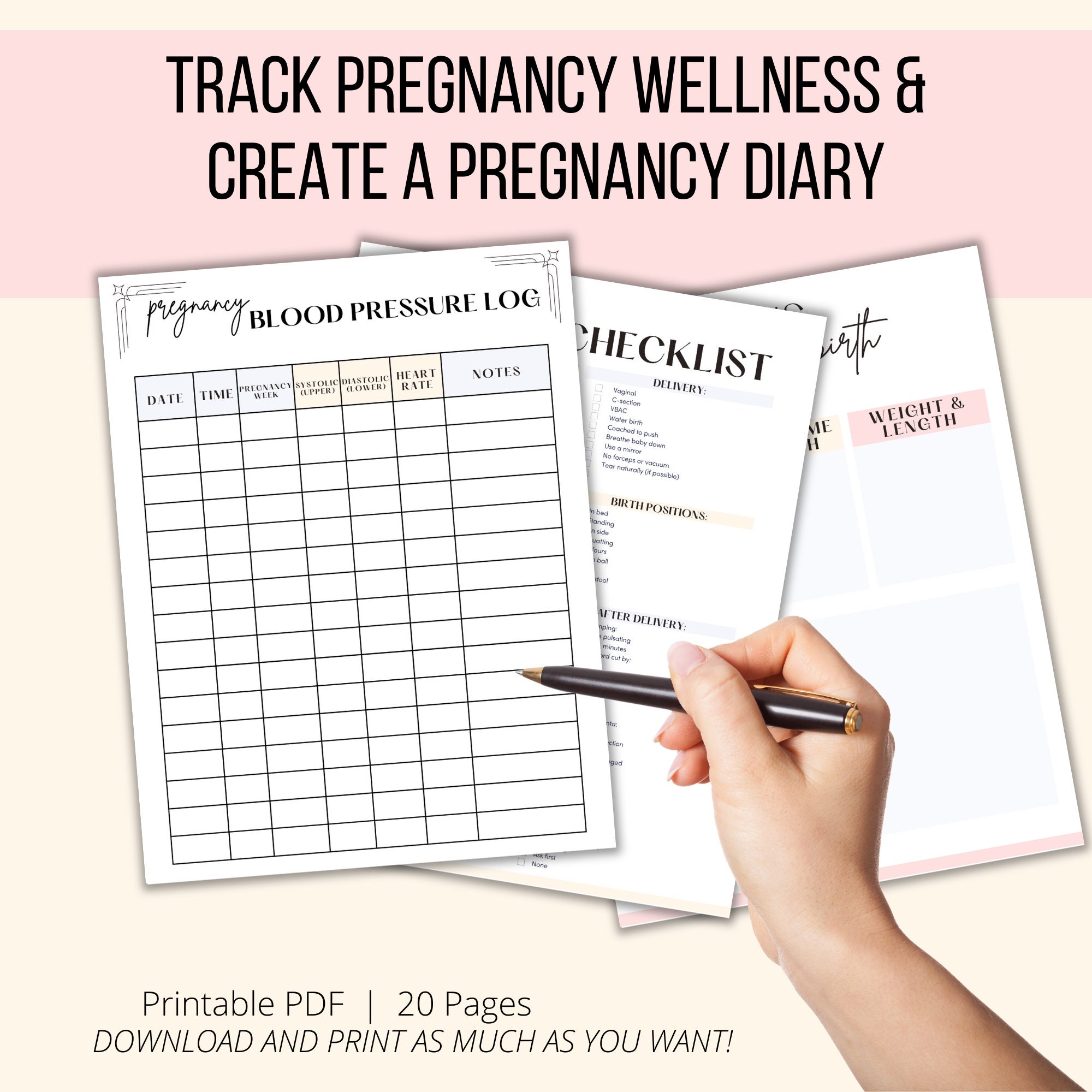 Pregnancy Wellness Journal Printable, Pregnancy Wellness Planning Digital Download, New Mom Self ...