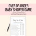 Over or Under Baby Shower Game Printable, Baby Over or Under Shower ...