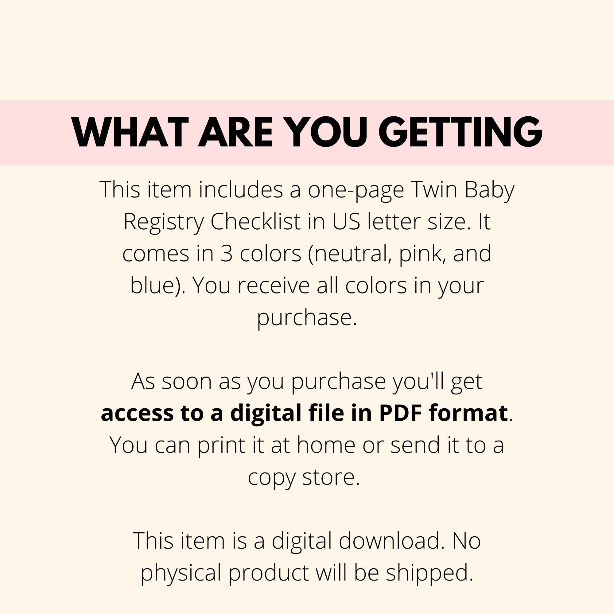 Twin Baby Registry Checklist Twins Baby Essentials Printable - Etsy
