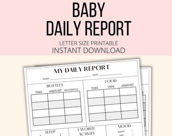 Baby Daily Report Printable, Infant Daily Log PDF, Daycare Daily Report, Baby Daily Schedule, Infant Daily Routine, Caregiver Daily Log