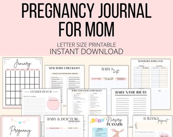 Pregnancy Journal For Mom Printable, Pregnancy Planning Diary PDF, Expecting First Time Mom To Be Pregnancy Planner Tracker Digital Download