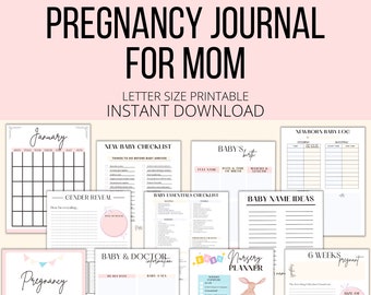 Pregnancy Journal For Mom Printable, Pregnancy Planning Diary PDF, Expecting First Time Mom To Be Pregnancy Planner Tracker Digital Download
