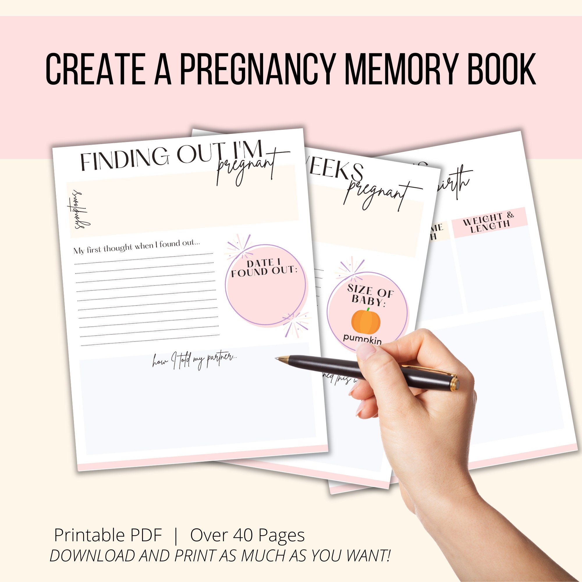 Printable Pregnancy Journal, Pregnancy Diary PDF, First Time Mom ...