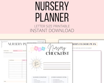 Nursery Planner Printable, Nursery Checklist PDF, Baby Nursery Pregnancy Planner Digital Download, Girl Boy Gender Neutral Nursery Prep