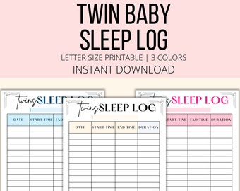 Twin Baby Sleep Log PDF, Twin Baby Sleeping Tracker, Twin Baby Sleep Printable, Newborn Twins Sleep, Sleeping Log For Twins