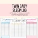 Twin Baby Sleep Log PDF, Twin Baby Sleeping Tracker, Twin Baby Sleep Printable, Newborn Twins ...
