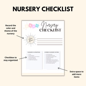 Nursery Planner Printable, Nursery Checklist PDF, Baby Nursery Pregnancy Planner Digital Download, Girl Boy Gender Neutral Nursery Prep image 2