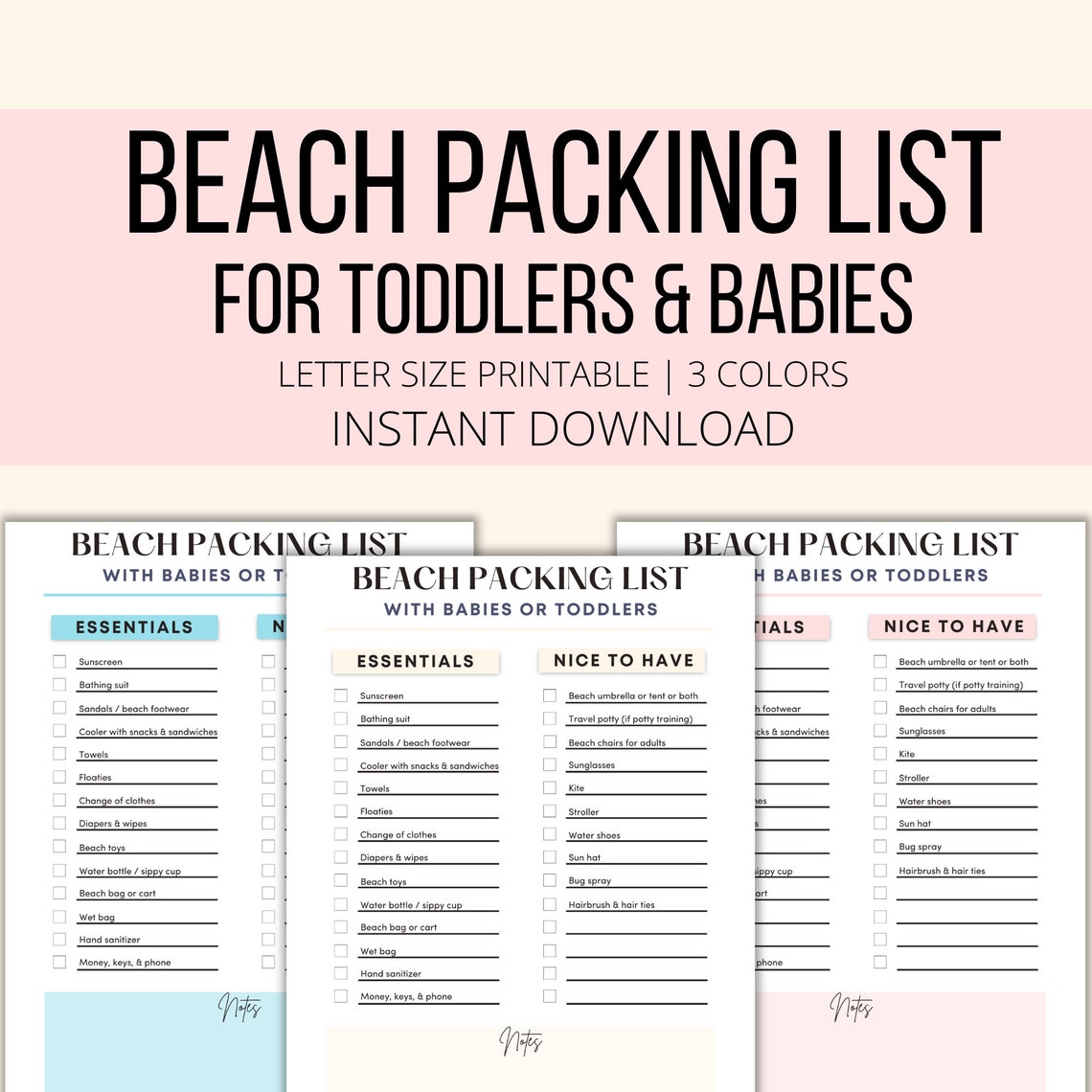 Beach Packing List for Toddlers Printable, Toddler Beach Trip Checklist, Kids Packing List PDF