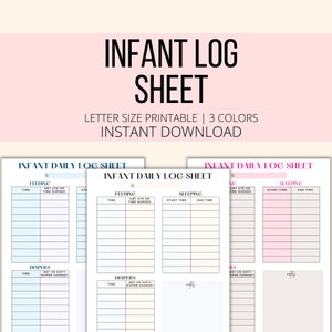 Infant Log Printable, Daily Newborn Baby Care Tracker PDF, Nanny & Caregiver Log, Infant Daily Report, Baby Planner Diary Sheet