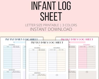 Infant Log Printable, Daily Newborn Baby Care Tracker PDF, Nanny & Caregiver Log, Infant Daily Report, Baby Planner Diary Sheet