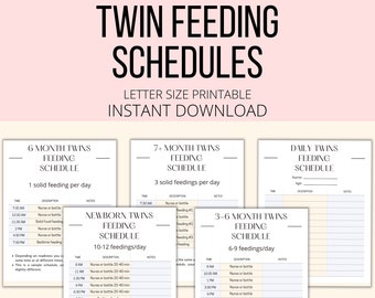 Twin Feeding Schedules Printable, Twin Baby Feeding Charts Planner PDF, Newborn Twins Feeding, Twin Mom Tracker, Breastfeeding Twins