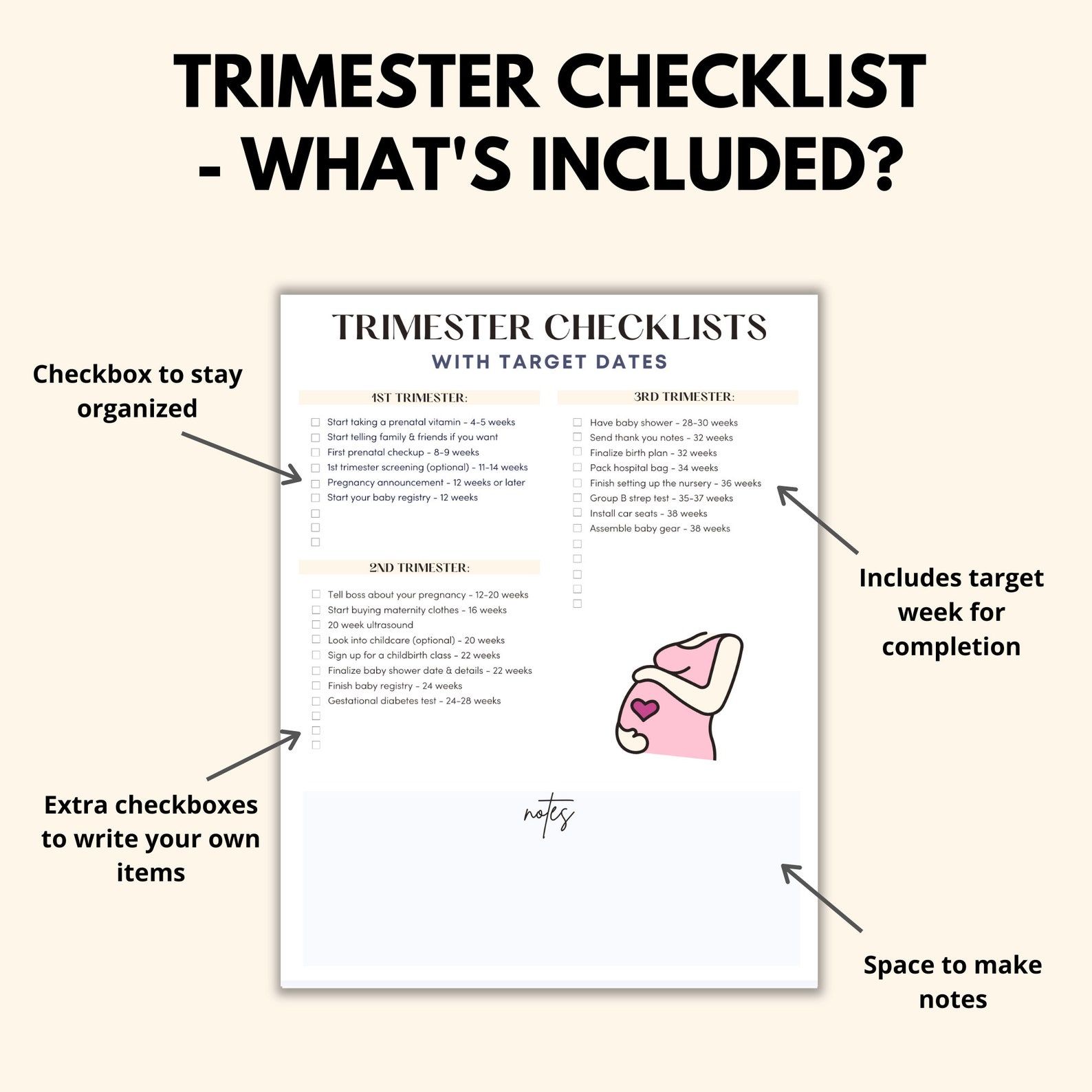 Pregnancy Checklists Bundle Printable, Pregnancy Planner to Do Lists ...