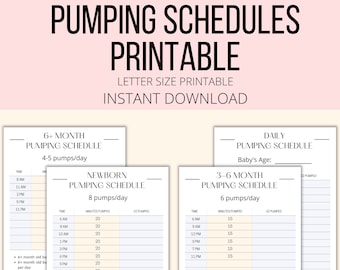 Pumping Schedule Printable, Sample Exclusive Pumping Mom Schedules PDF, Example Pumping Logs + Blank Schedule, Pumping Diary Tracker