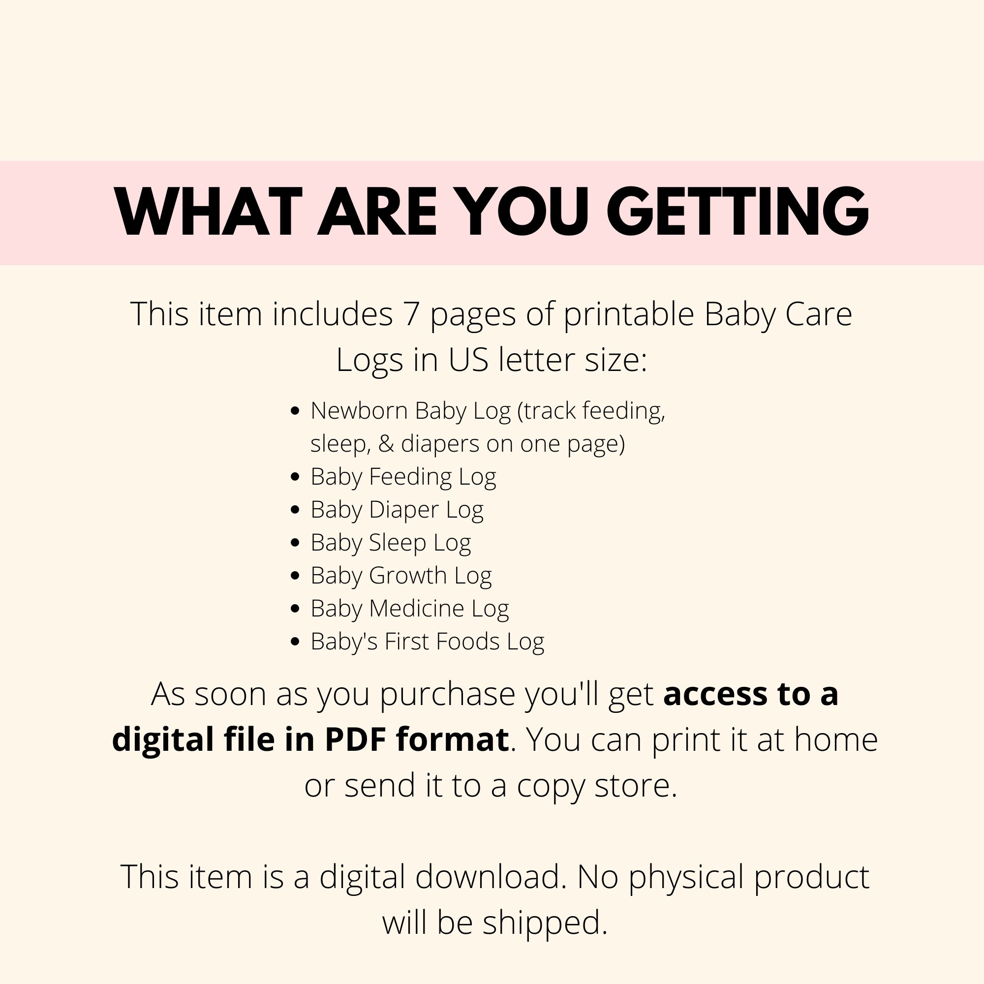 Baby Care Logs Printable Bundle, Newborn Baby Trackers PDF, Infant ...