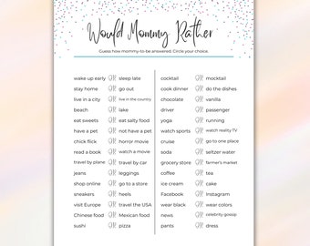 Would Mommy Rather Baby Shower Game Printable, Who Knows Mommy Best Baby Shower Activity Planner Download PDF, How Well Do You Know Mommy