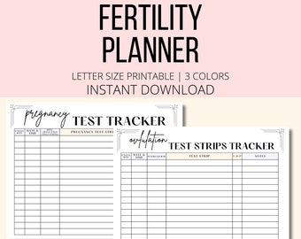Fertility Planner Printable, TTC Fertility Tracker Pregnancy Planner PDF, Period Ovulation & Pregnancy HCG Test Tracking Digital Download