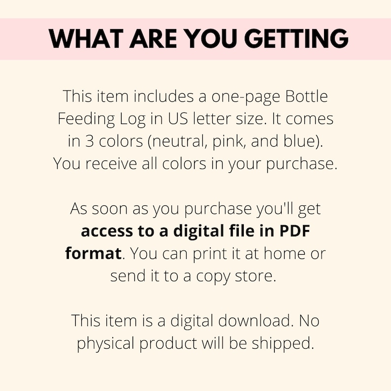 Bottle Feeding Log Printable, Baby Feeding Chart for Formula & Breast Milk, Bottle Feeding Tracker PDF, Daily Newborn Nanny Bottle Log image 3