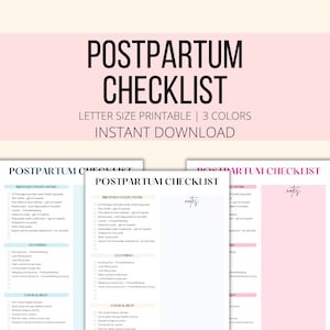 Postpartum Checklist Printable, Postpartum Care List, Postpartum Essentials Digital Download, Pregnancy Planner Postpartum Recovery PDF image 1