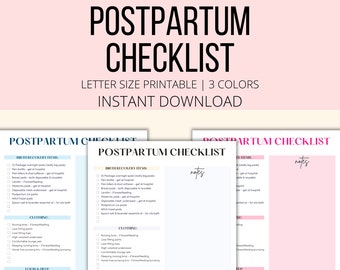 Postpartum Checklist Printable, Postpartum Care List, Postpartum Essentials Digital Download, Pregnancy Planner Postpartum Recovery PDF