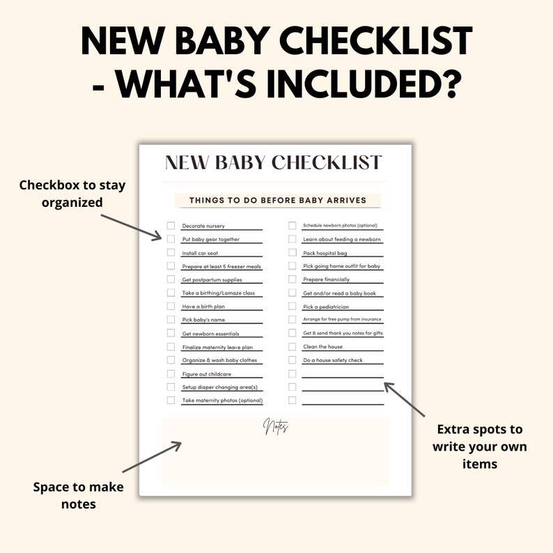 Schwangerschafts-Checklisten-Bundle zum Ausdrucken, Schwangerschaftsplaner-To-Do-Listen als PDF, Schwangerschaftsplanung digitaler Download, Checklisten für neue Mütter und Babys Bild 5