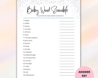 Baby Word Scramble PDF, Baby Shower Word Puzzle Game Printable, Baby Shower Word Jumble Activity Planner Download