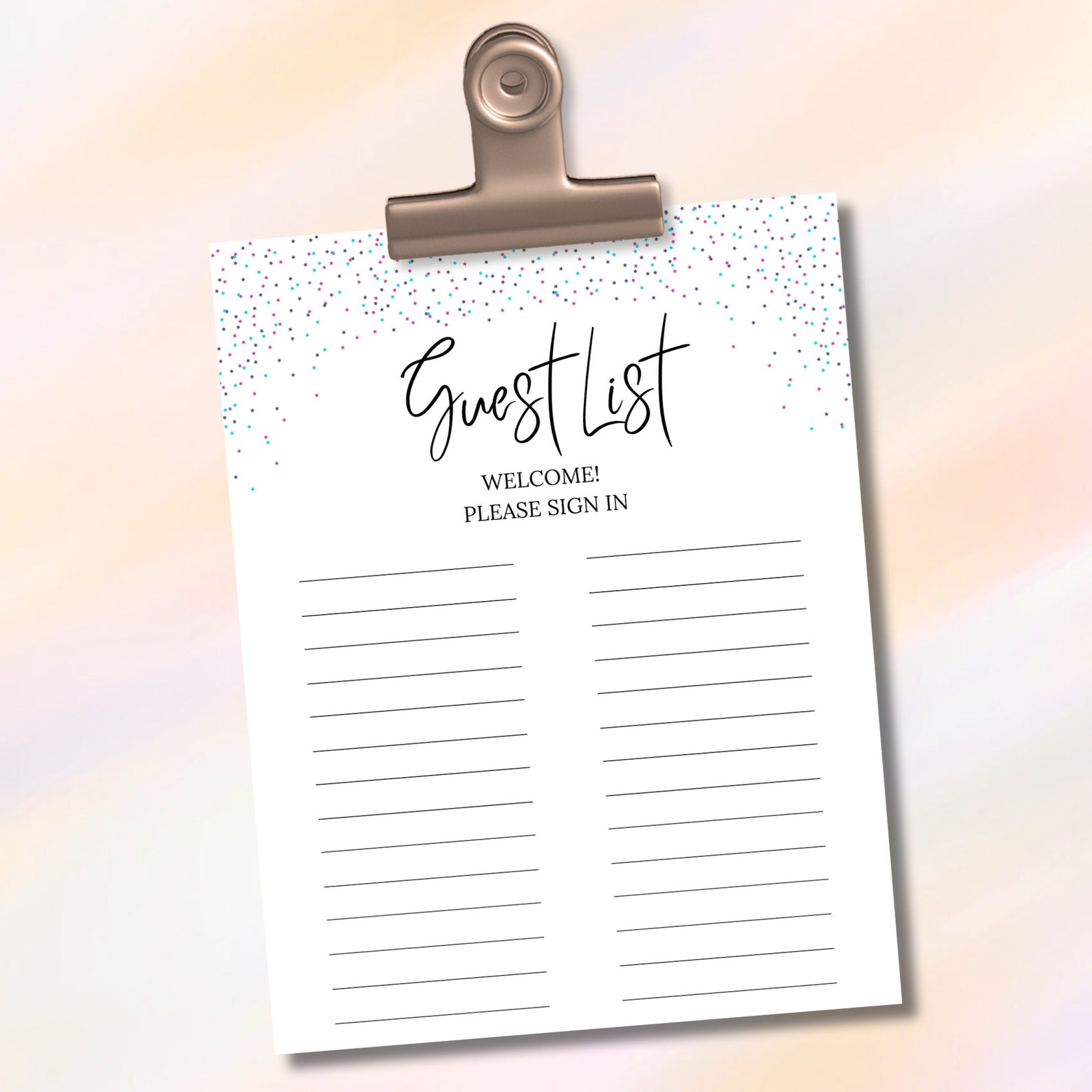 Baby Shower Sign in Sheet Printable, Guest List Baby Shower Planner PDF ...