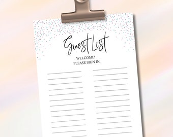 Baby Shower Sign In Sheet Printable, Guest List Baby Shower Planner PDF, Welcome Sign In Sheet Baby Shower Activity Checklist Download