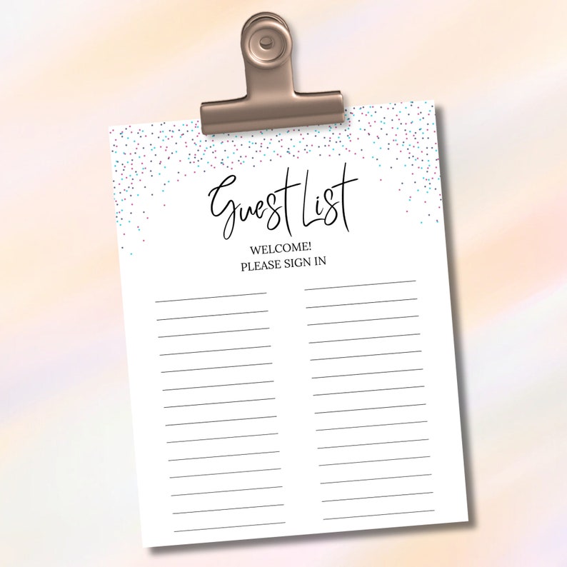 Baby Shower Sign in Sheet Printable, Guest List Baby Shower Planner PDF ...