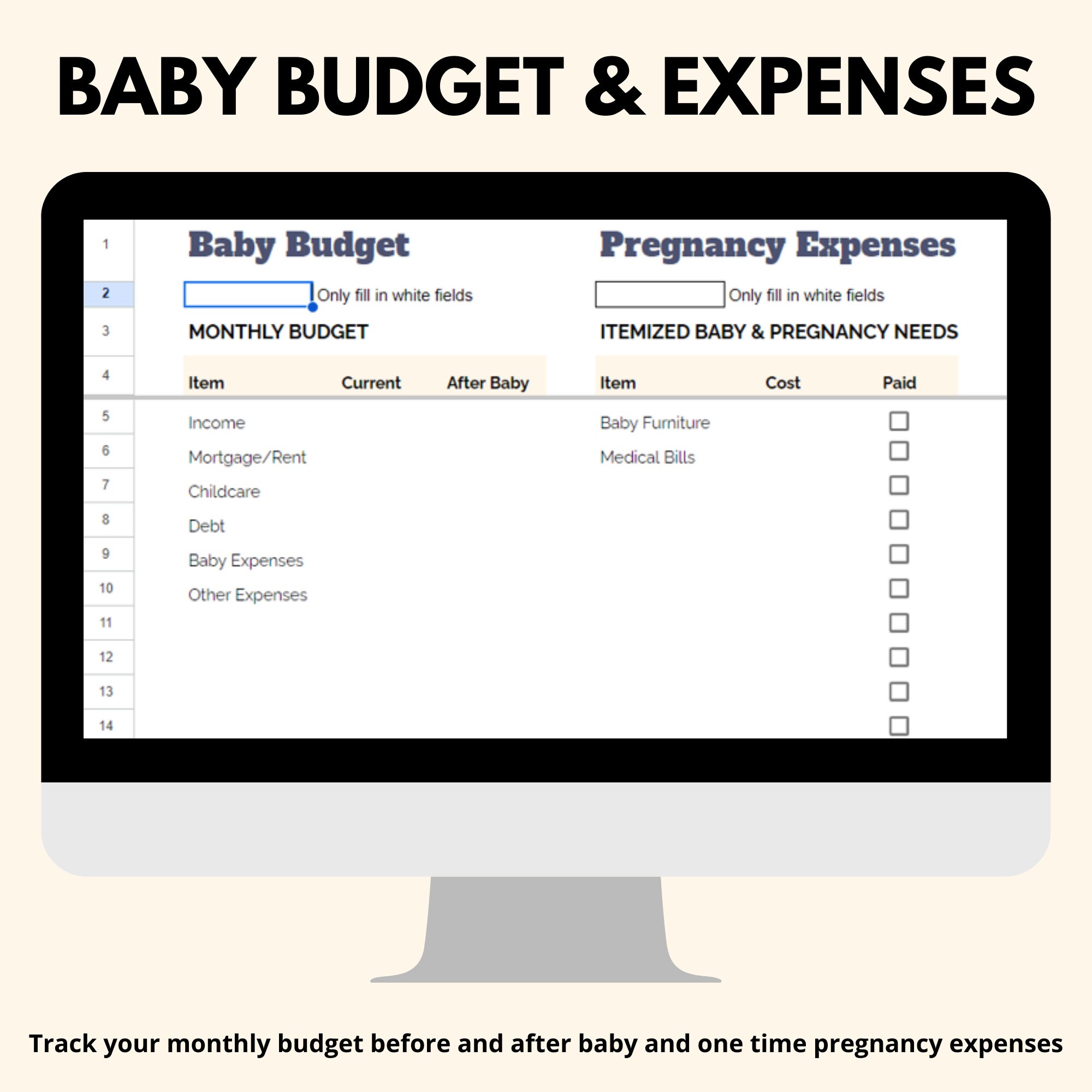 Pregnancy Spreadsheet, Pregnancy Planner Google Sheets Template ...