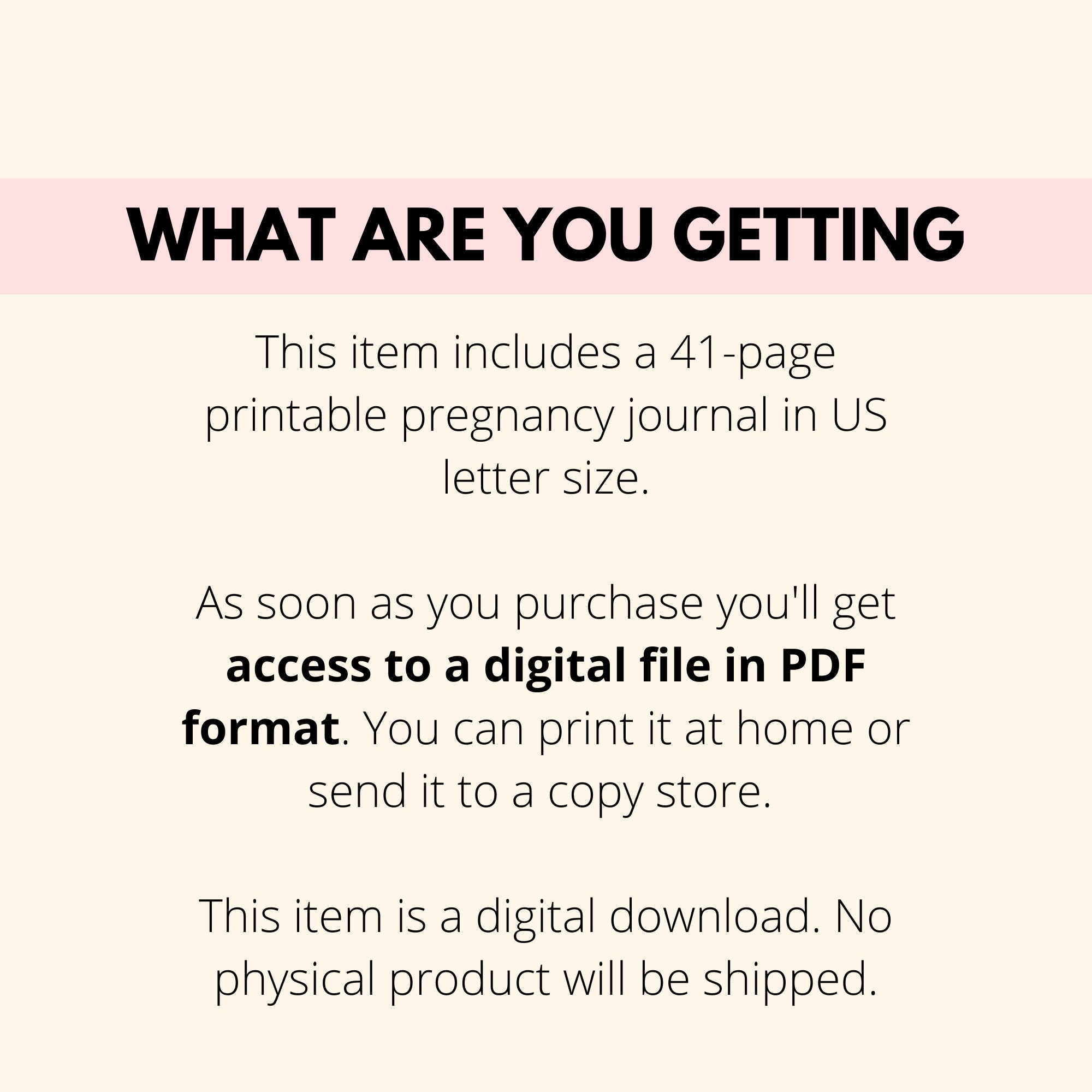 Printable Pregnancy Journal, Pregnancy Diary PDF, First Time Mom ...