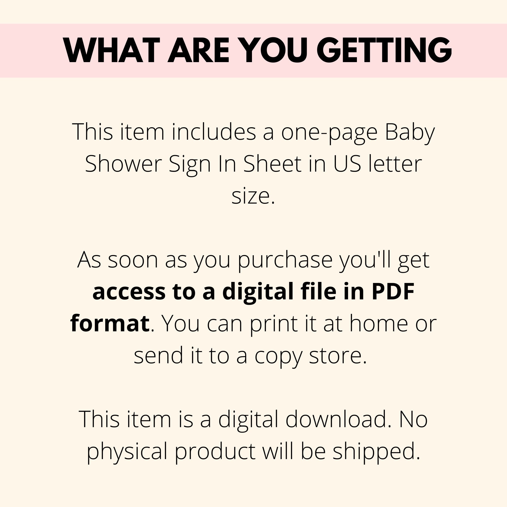 Baby Shower Sign in Sheet Printable, Guest List Baby Shower Planner PDF ...
