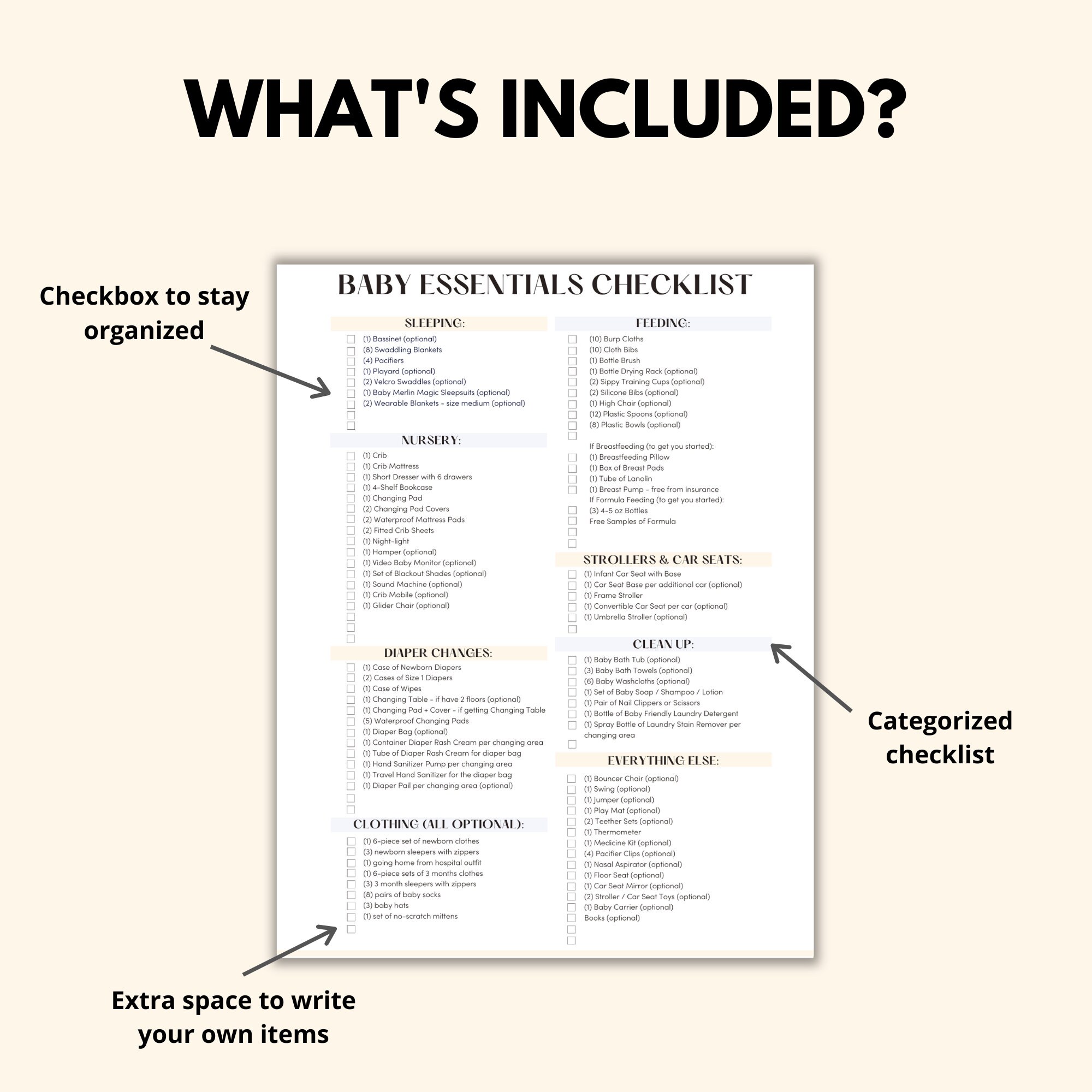 Queen Baby Checklist.pdf Baby Essentials Checklist Printable & Fillable PDF, Newborn Baby ...