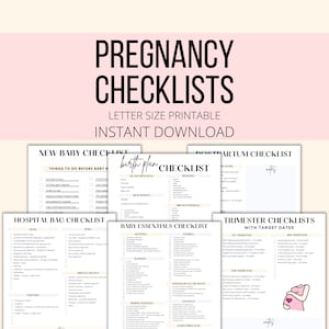 Schwangerschafts-Checklisten-Bundle zum Ausdrucken, Schwangerschaftsplaner-To-Do-Listen als PDF, Schwangerschaftsplanung digitaler Download, Checklisten für neue Mütter und Babys Bild 1