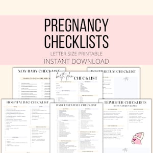 Pregnancy Checklists Bundle Printable, Pregnancy Planner To Do Lists PDF, Pregnancy Planning Digital Download, New Mom & Baby Checklists 画像 1