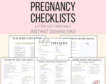 Pregnancy Checklists Bundle Printable, Pregnancy Planner To Do Lists PDF, Pregnancy Planning Digital Download, New Mom & Baby Checklists