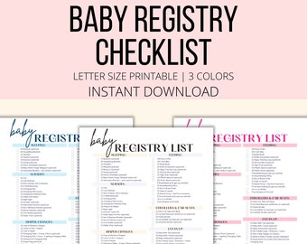 Baby Registry Checklist Printable, Baby Essentials List PDF, Baby Registry Pregnancy Planner Digital Download, Baby Shower Checklist