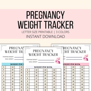 Pregnancy Weight Tracker Printable, Pregnancy Weight Gain Chart PDF, Pregnancy Weight Planner Digital Download, Pregnancy Weight Template image 1
