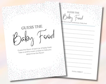 Guess The Baby Food Shower Game Printable, Name That Baby Food Shower Activity Planner PDF, Baby Food Tasting Game Baby Shower Download